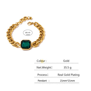 Shop Machie Green Crystal Stainless Steel Gold Bracelet | JEOMA JEWELLERY