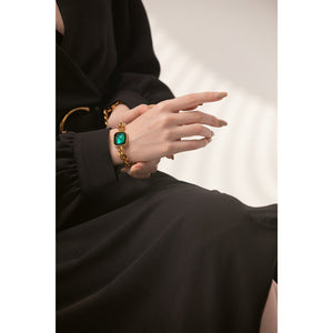 Shop Machie Green Crystal Stainless Steel Gold Bracelet | JEOMA JEWELLERY