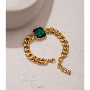 Shop Machie Green Crystal Stainless Steel Gold Bracelet | JEOMA JEWELLERY