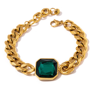 Open image in slideshow, Shop Machie Green Crystal Stainless Steel Gold Bracelet | JEOMA JEWELLERY
