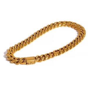 Open image in slideshow, Cuban Chain Minimalist Unisex Bracelet Bangle 18K Gold Plate
