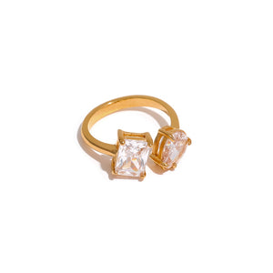 Open image in slideshow, Shop Chinyere Cubic Zirconia Adjustable Open Ring | JEOMA JEWELLERY
